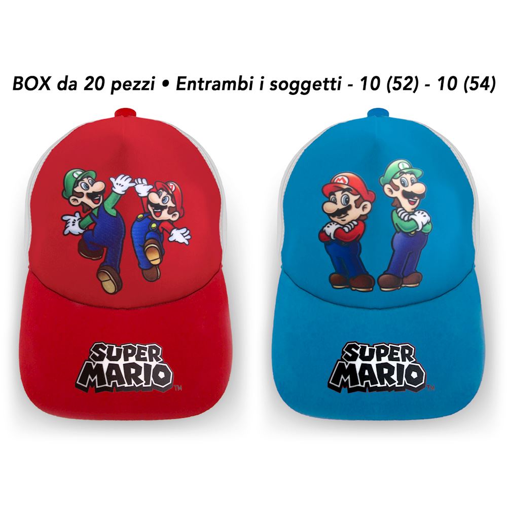 Cappello Super Mario - 2 Soggetti - Box 20 pz. - SMCAP9.BOX20 Cappelli - Il  miglior negozio di t-shirt a San Marino shop online