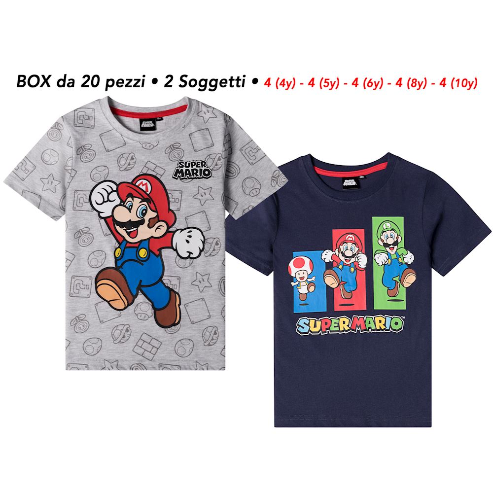 T-Shirt Super Mario - 2 soggetti - 60608 - BOX20 - SMTS2_BOX20 Super Mario  Nintendo - Il miglior negozio di t-shirt a San Marino shop online