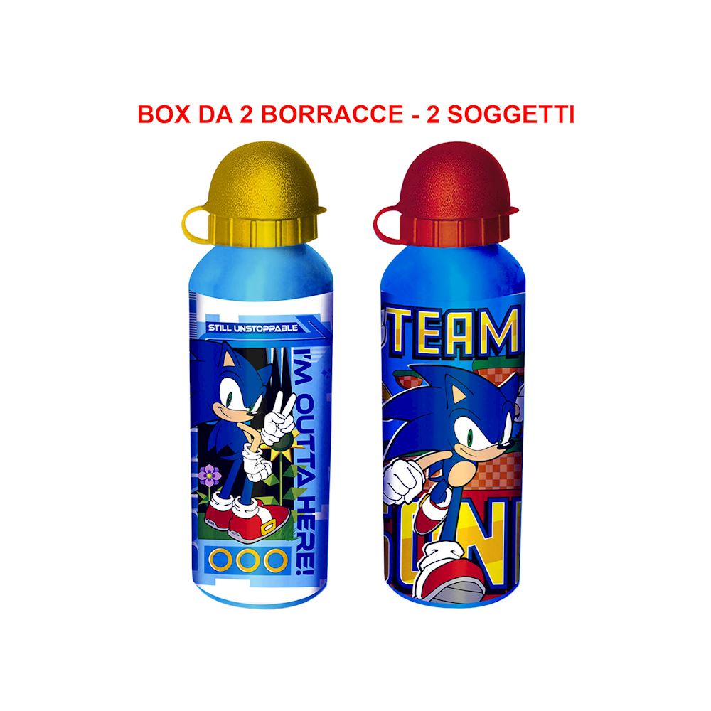 Box 2 pz. - Borraccia Sonic - 2 Grafiche - SN6386 - SONBOR2 Borraccia - Il  miglior negozio di t-shirt a San Marino shop online