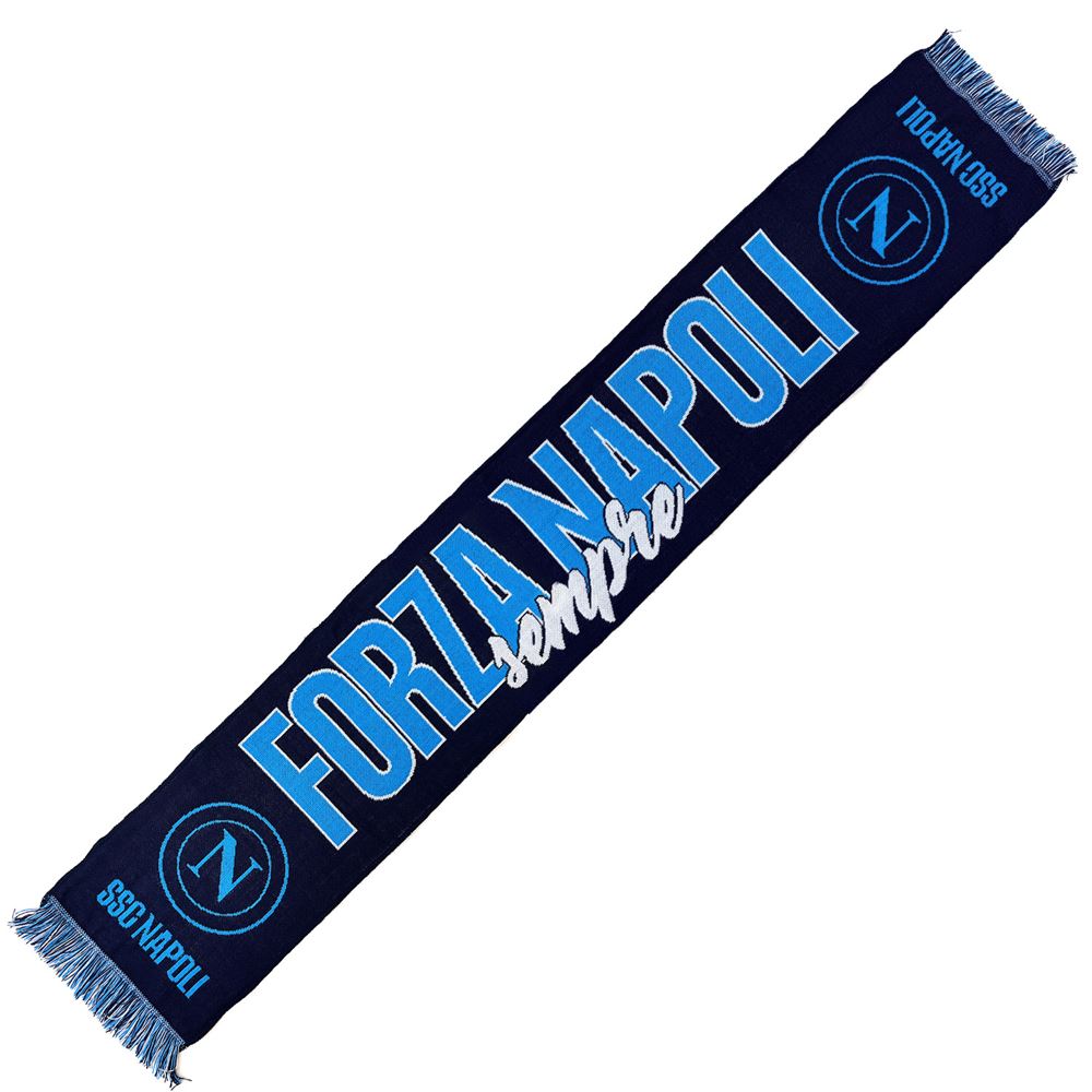 Sciarpa Ufficiale SSC Napoli In Acrilico Jacquard | Modello Azzurro Con Stemma | Prodotto In Italia - Foto 3